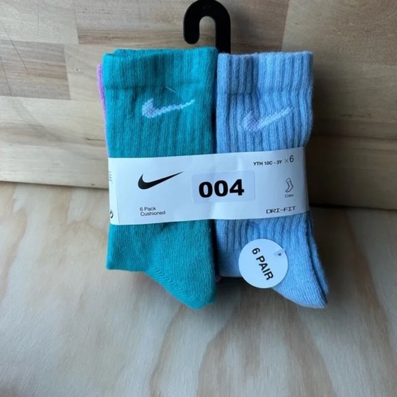 New Nike Dri-FIT 6 Pair Youth Cushioned Socks - Blue and Gray youth 10c-3Y Pack - Picture 1 of 10